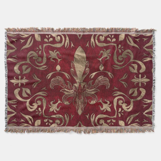 Fleur-de-lis-Ornament Rot und Gold Decke (Vorderseite)