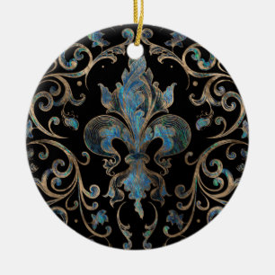 Fleur de lis ornement Abalone Shell and Gold