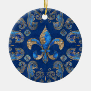 Fleur de lis ornement de luxe - marbre bleu