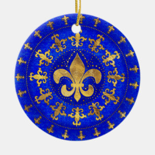 Fleur de lis ornement Lapis Lazuli et Or