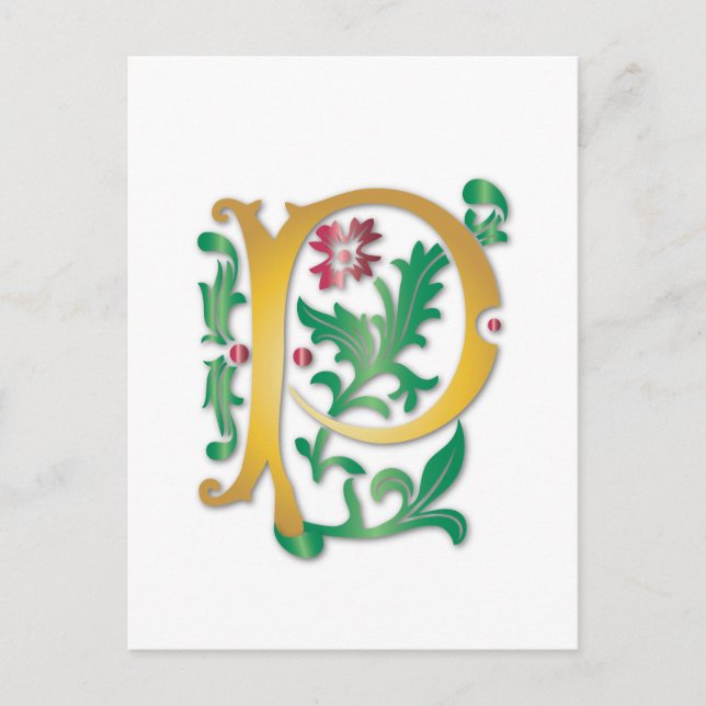 Fleur-de-lis P Monogramm Postkarte (Vorderseite)