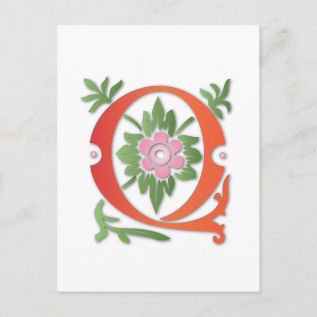 Fleur-de-lis Q Monogramm Postkarte (Vorderseite)