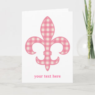 Fleur de lis Rosa Gingham-Grußkarte Karte
