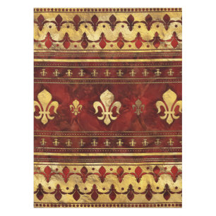 Fleur-de-lis Roter Marmor und Gold Tischdecke