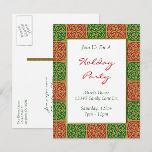 Fleur de Lis Rouge Vert personnalisé Invitation de