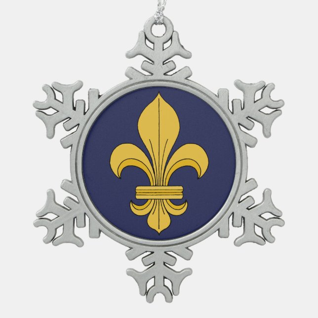 Fleur-de-lis Schneeflocken Zinn-Ornament (Vorderseite)