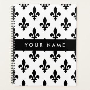 Fleur de Lis, Schwarz auf Weiß, Schwarz, Ihr Name Planer