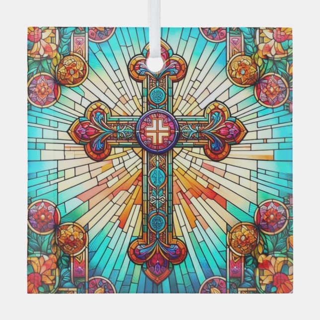 Fleur-de-Lis Suncatcher Gestaltglas-Design Ornament Aus Glas (Vorderseite)