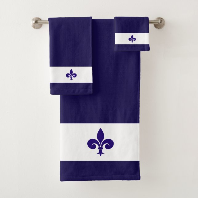 Fleur de Lis sur fond bleu marine et blanc (En situation)