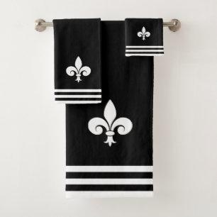 Fleur-de-Lis sur fond noir et blanc