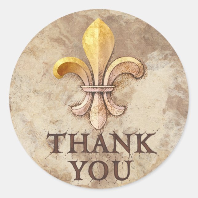Fleur-de-lis Vielen Dank Runder Aufkleber (Vorderseite)
