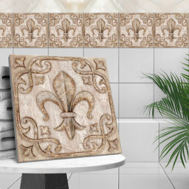 Fleur-De-Lis Vintag Travertine-Marmor Fliese