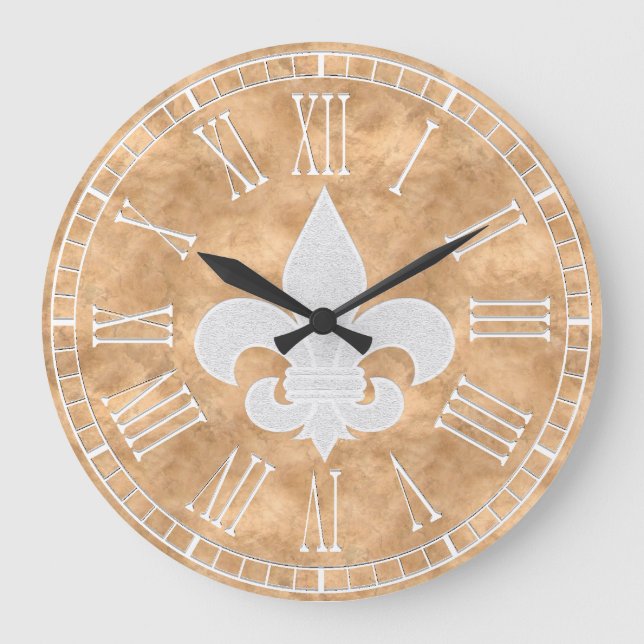 Fleur-de-lis Vintage Copper Große Wanduhr (Vorderseite)