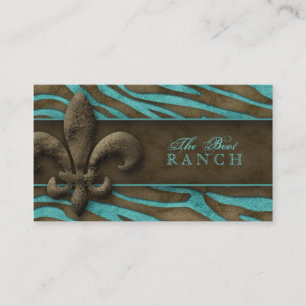 Fleur de Lis Visitenkarte Braun Blau Zebra