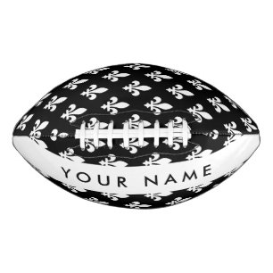 Fleur de Lis, Weiß auf Schwarz, Weiß, Ihr Name Football