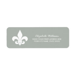 Fleur-de-lis White Gray Rücksendeadressen-Aufklebe
