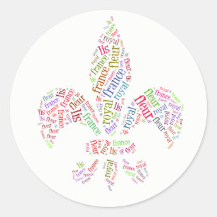 Fleur de Lis Wörter Symbol Runder Aufkleber