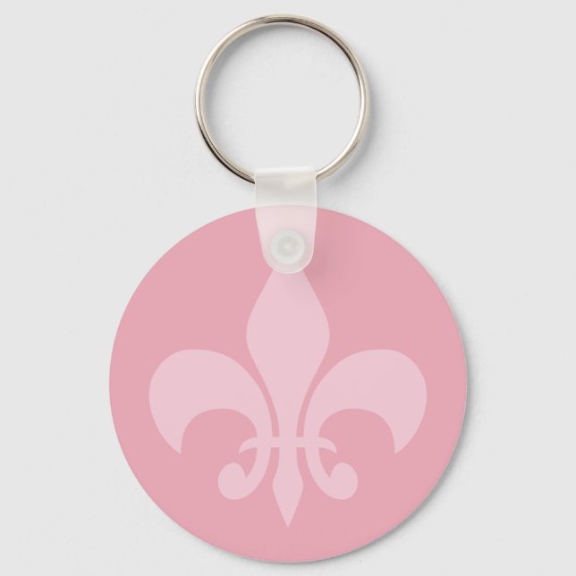 Fleur de Lise in rosa Schlüsselkette Schlüsselanhänger (Vorderseite)