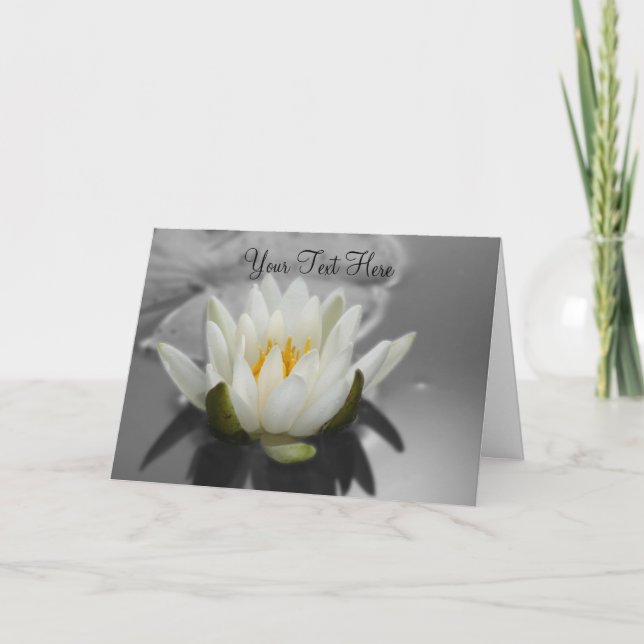 Fleur de Lotus blanc Couleur partielle Carte photo (Devant)