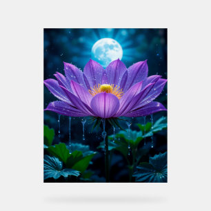 Fleur de lotus pourpre sous la lumière de la lune