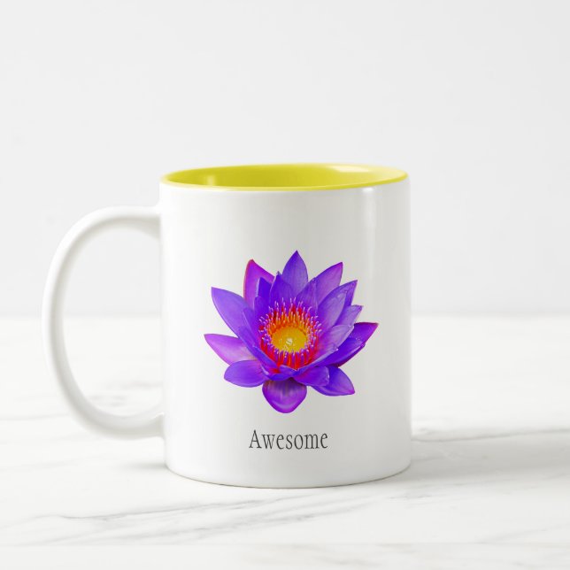 Fleur de lotus violette sur Mug de café blanc à de (Gauche)