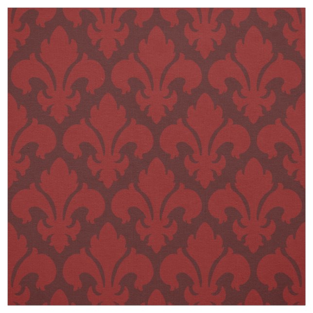 Fleur-De-lys deckte Muster-Rot mit Ziegeln Stoff (Muster)