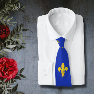 Fleur de Lys Or sur Cravate Bleu Roi