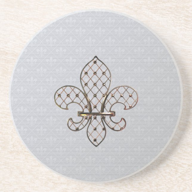 Fleur de Lys Pattern Sandstone Untersetzer (Vorne)