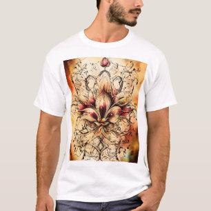 Fleur-de-Lys Tattoo in Abstrakter Aquarellgestaltu T-Shirt