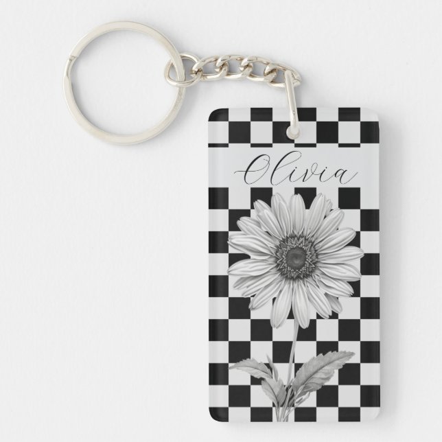 Fleur de Marguerite à Damier Personnalisée (Devant)