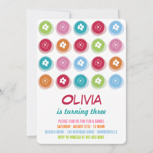 Fleur de marguerite colorée Dots Fille Invitation 