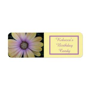 Fleur de marguerite jaune et violet Étiquette alim