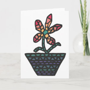 Fleur de mosaïque en rouge et orange, cartes de vo