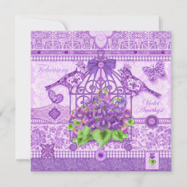 Fleur de naissance et Gem Février carte de cage d'