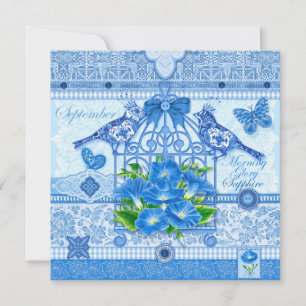 Fleur de naissance et Gem Septembre Carte Birdcage