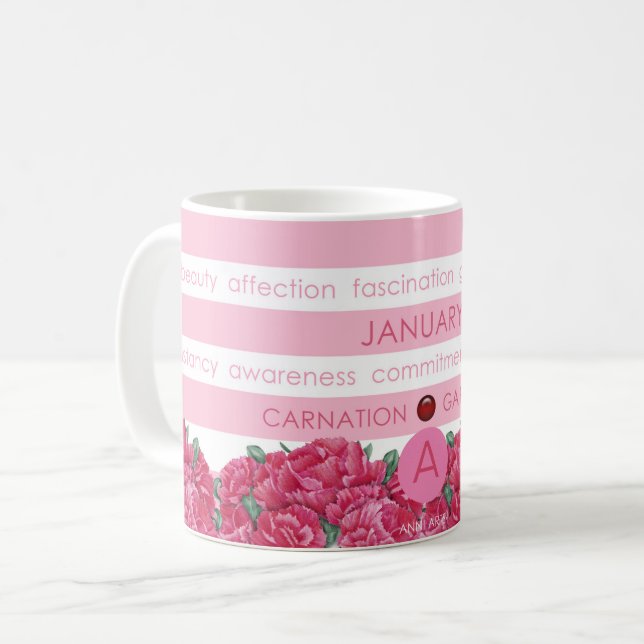 Fleur de naissance et Gem Strig Mug Janvier (Devant gauche)