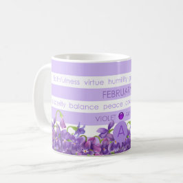 Fleur de naissance et tasse février de rayure de