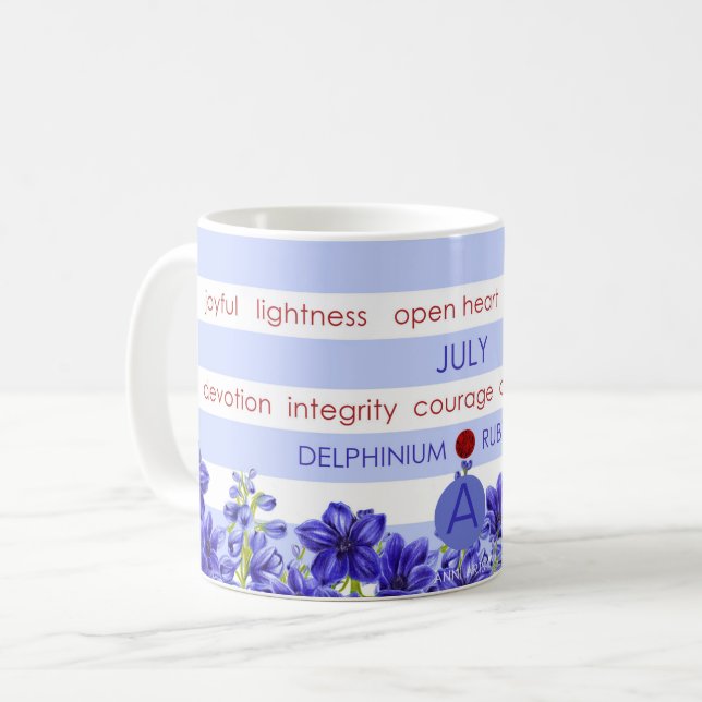 Fleur de naissance et tasse juillet de rayure de (Devant gauche)