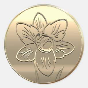 Fleur de naissance Narcisse Mars Autocollant Rond 