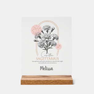 Fleur de naissance Zodiac Cadeau personnalisé Sagi