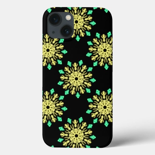 Fleur de néon jaune et vert Coque-Mate coque iphon (Verso)