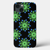 Fleur de néon vert et bleu Coque-Mate coque iphone