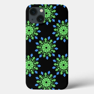 Fleur de néon vert et bleu Coque-Mate coque iphone