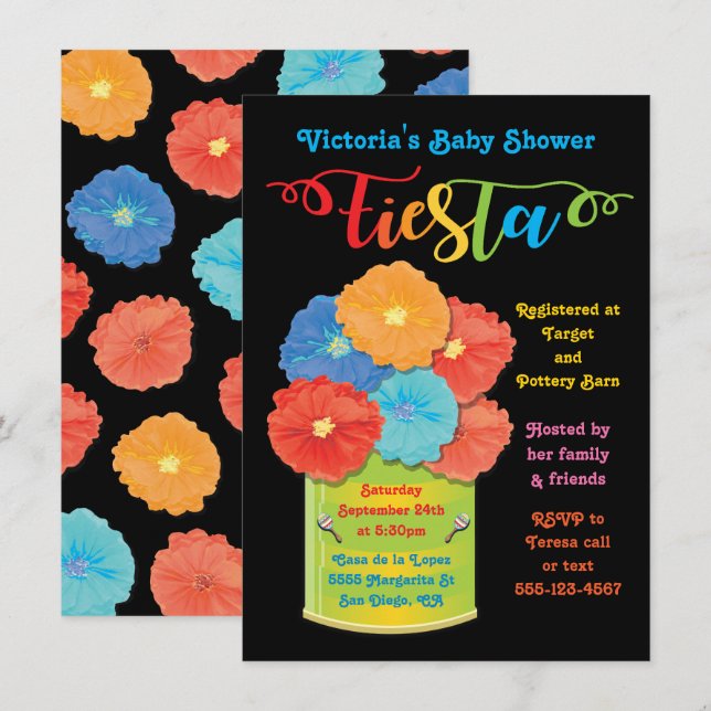 Fleur de papier Can Fiesta Baby shower Invitation (Devant / Derrière)