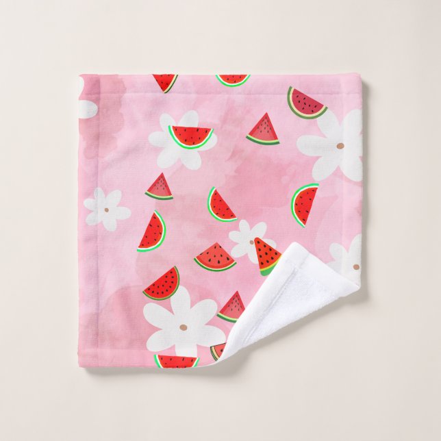 "Fleur de pastèque - Fun Summer Floral Patch" (Gant de toilette)