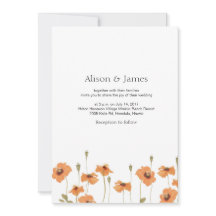 Fleur de pavot sauvage faire-part de mariage