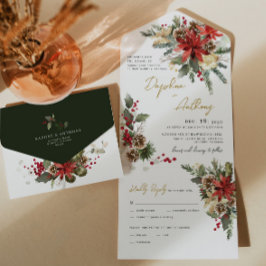 Fleur de pin de Noël tout en un mariage Invitation