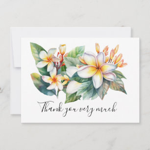 Fleur de Plumeria sur carte de remerciements de sa