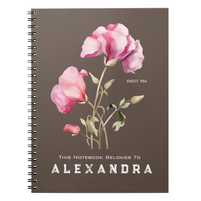 Fleur de pois doux - Carnet Personnaliser (Devant)