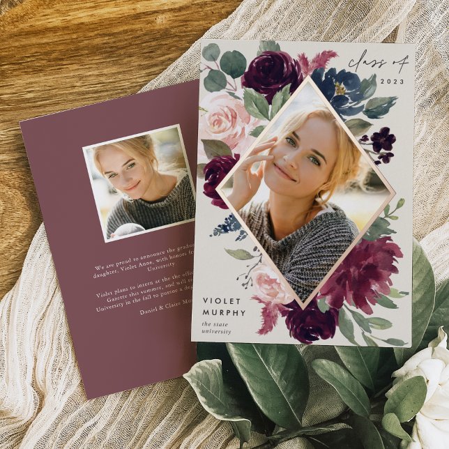 Fleur de prune | Faire-part d'obtention d'un diplô (Créateur téléchargé)